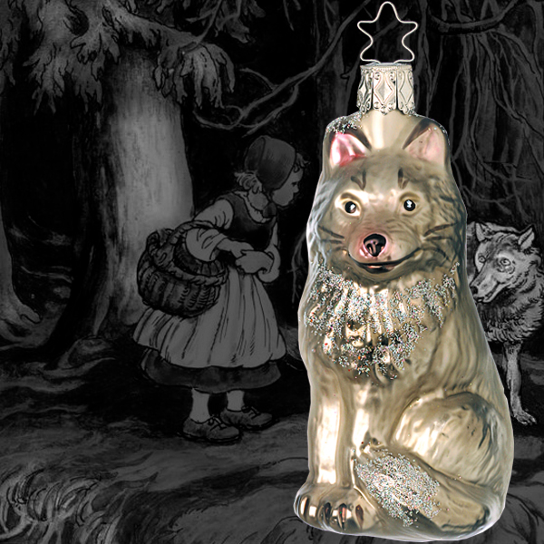 Немецкая елочная игрушка серебряный волк